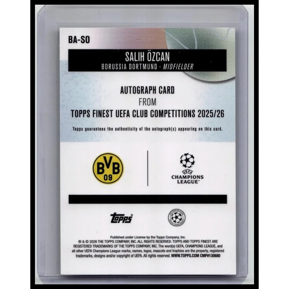 2025-26 Topps UEFA Club Competition Finest Salih Ozcan Auto #BA-SO Dortmund